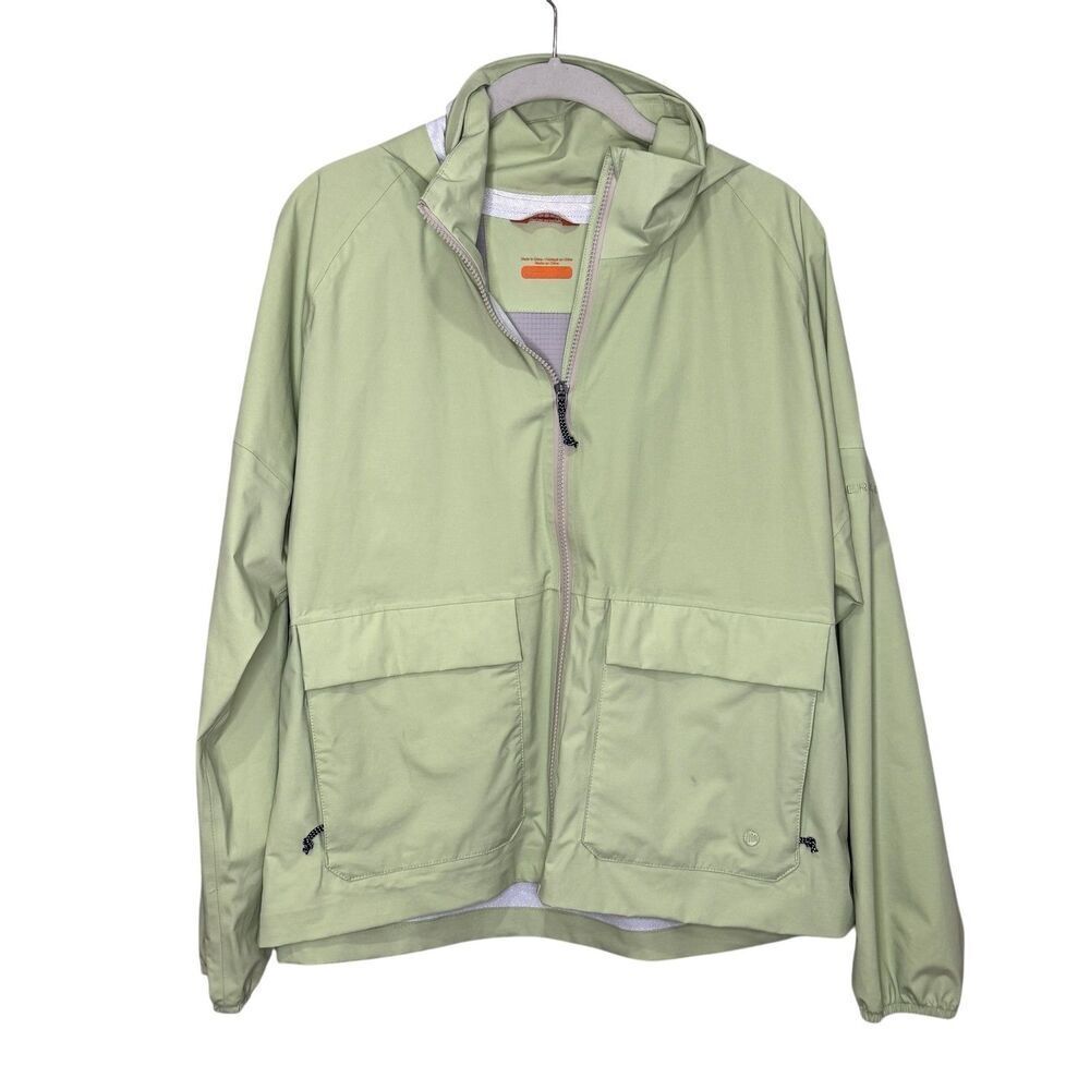 Merrell Jacket Womens Small Green Packable Hooded Full Zip Windbreaker Outdoors